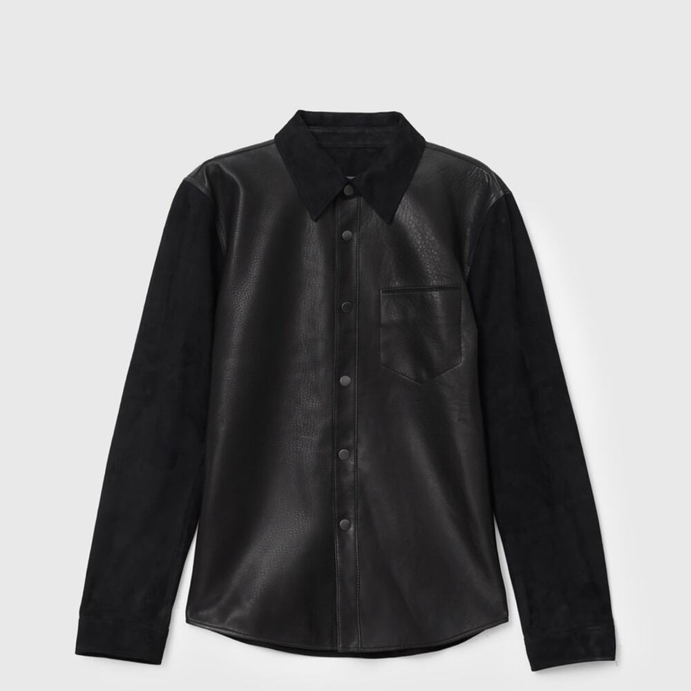 NWT: John Varvatos The Delancey Shirt Jacket in Black- 100% Sheepskin Size 50 - Picture 7 of 16